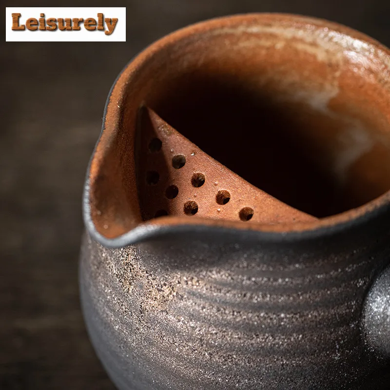 Japanese Style Gilt Iron Glaze Side Handle Teapot Milky Tea Making Filtration Pot Warmer Tea Stove Infuser Kettle Kung Fu Teaset