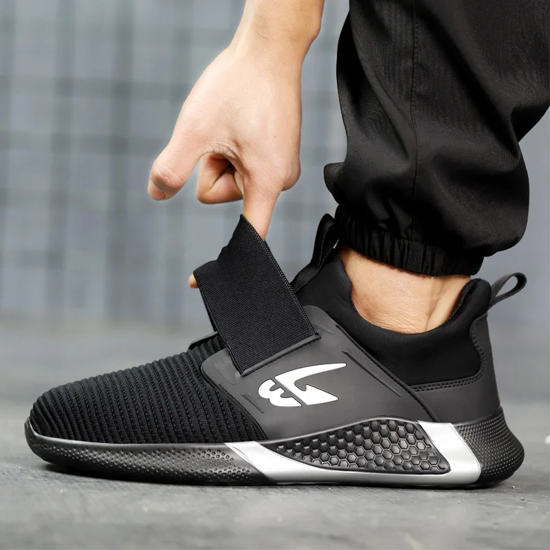Summer Safety Shoes Men\'s Steel Toe Work Boots Comfortable Men\'s Sports Shoes Lightweight Waterproof Sneakers Work Shoes