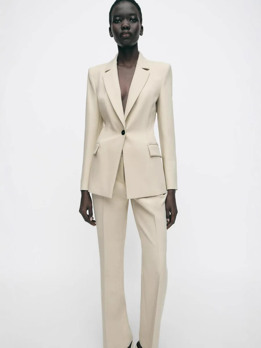 RedWomen's Suit Party Prom Wedding Slim Fit One Button Blazer Pants Outfit Evening Dresses Lady Business Work Wear 2 Piece Set