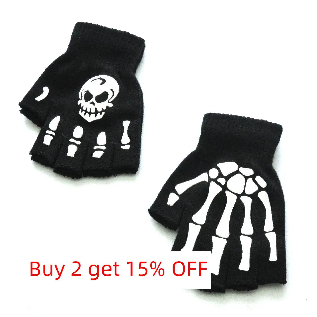 Warm Knitting Fingerless Gloves for Adult Half Finger Glove Human Skeleton Head Gripper Print Cycling Non-slip Wrist Gloves cycling gloves fingerless gloves half finger gloves fingerless gym gloves