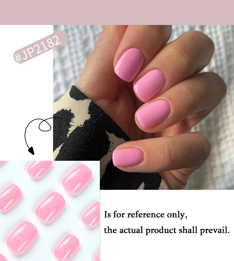 Short Round Wearable Fake Nails with Glue