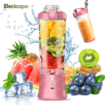 Eleicopo 휴대용 블렌더, 다채로운 미니 개인 사이즈 블렌더, 600ML 쉐이크 및 스무디, 6 블레이드 포함, 주방 가정 여행용