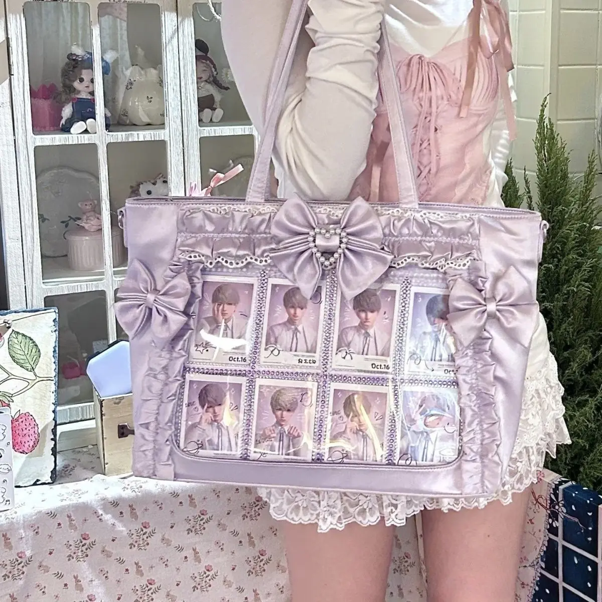 Lace Bow Ribbon JK Uniform Style Portable Tote Bag - Sweet and Cool Girl Ulzzang Ita Bag