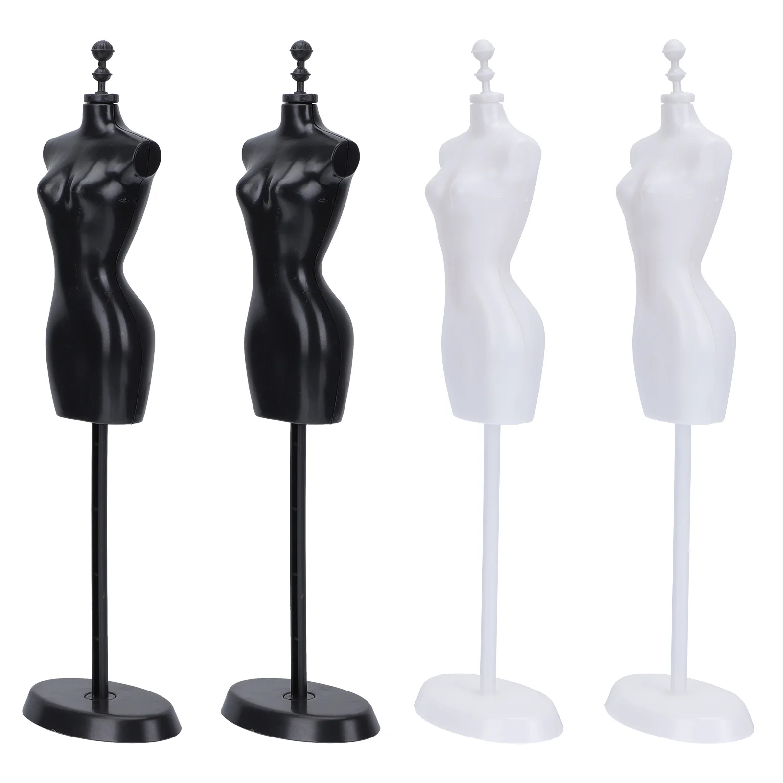 

4pcs Clothes Mannequin Stand Miniature Display Form Holder Dress Gown Support Holder Black White Dress Support