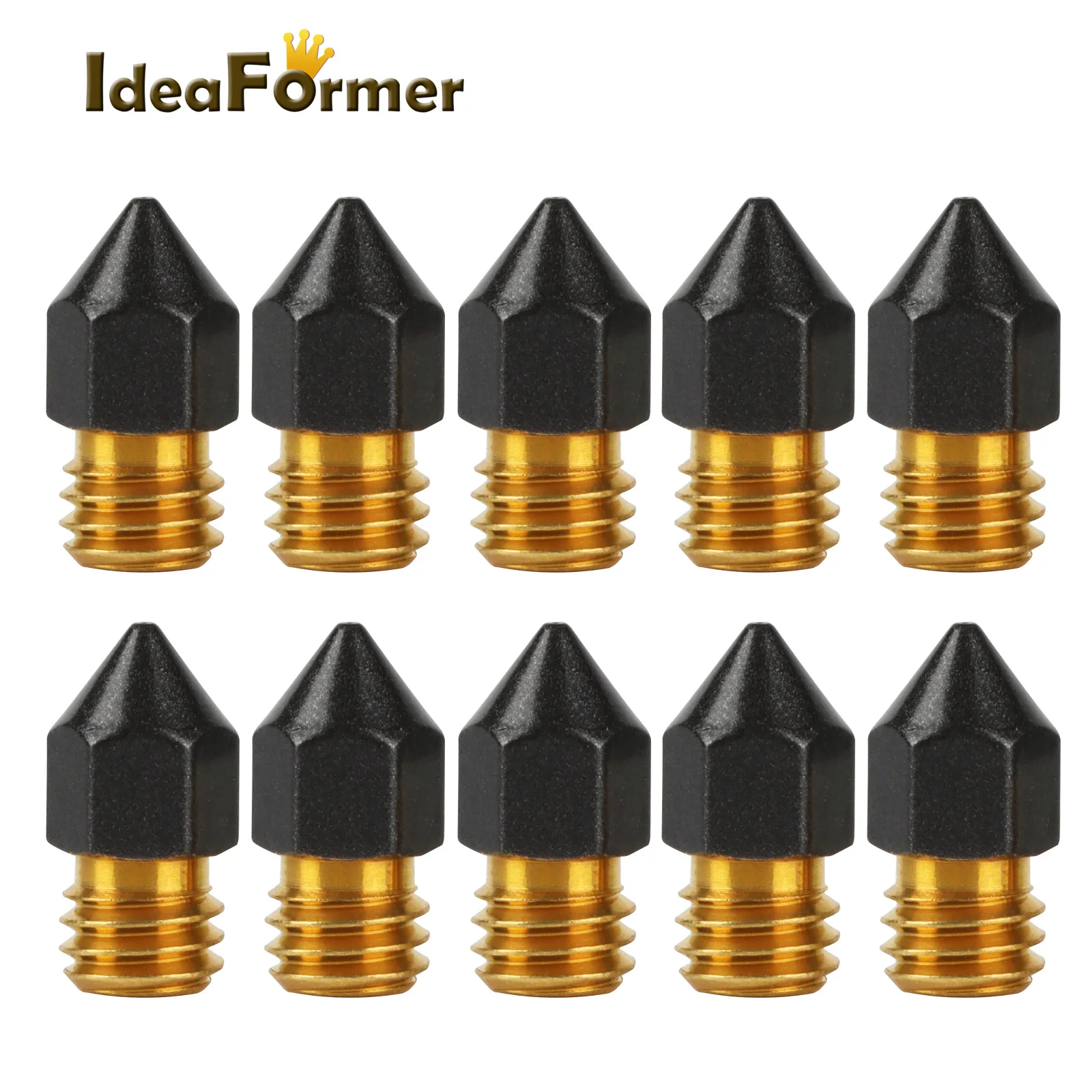 IdeaFormer MK8 M6 PTFE Coated Nozzle 0.2/0.3/0.4/0.6/0.8/1.0mm 3D Printer Brass Nozzles For Ender 3/Pro/CR10/S