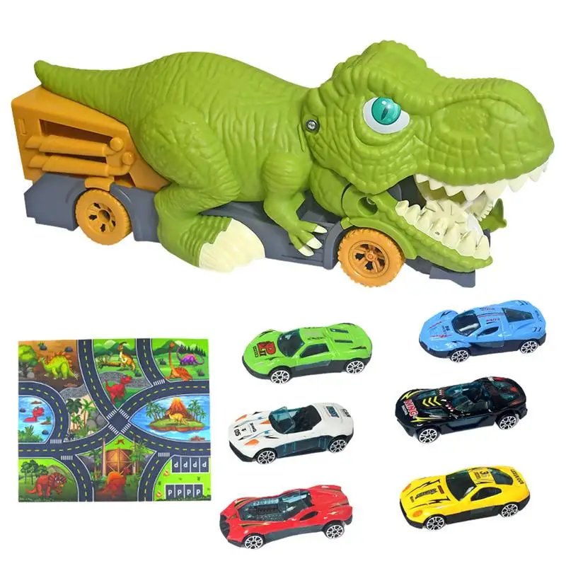Dino Truck Dinosaur Excavator Engineering Vehicle Model Toy Get Your Child's Attention With Car Swallowing Action Fun And huiqibao diecast car engineering model excavator crane dump truck garbage vehicle classic city construction children toy for boy