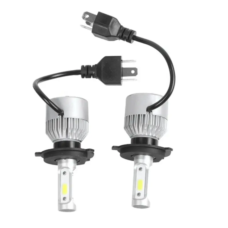 2쌍 S2 H4 72W 8000LM LED 헤드라이트 자동차 하이/로우 자동 전구 6000K 화이트