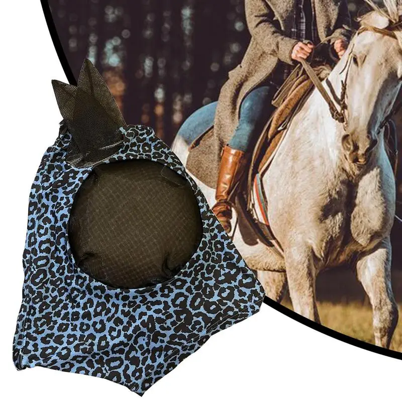 Horse Fly Face Cover Leopard Print Pattern Equestrian Supplies Comfortable Breathable Anti-Mosquitoes Cover Horse Care Product 4