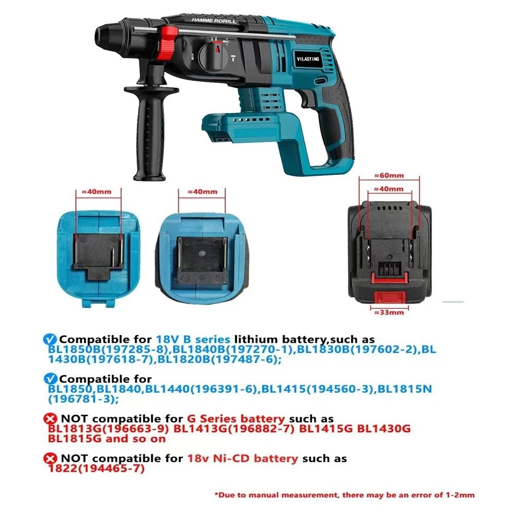 26MM Brushless Electric Hammer Drill Multifunctional Rotary Cordless Rechargeable Power Tools Fit Makita 18V Battery 5