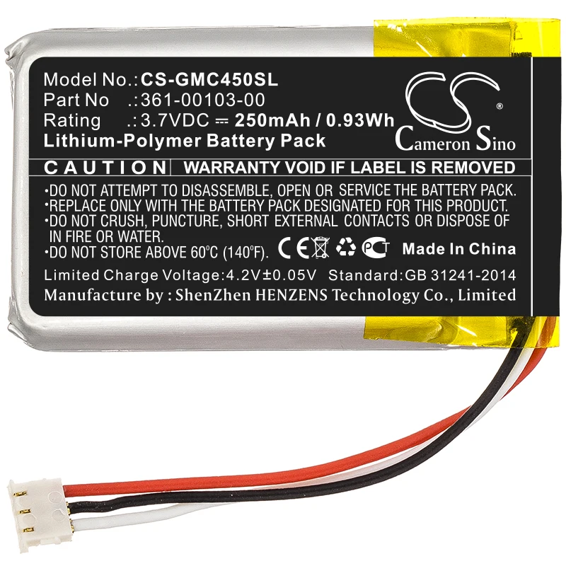 Cameron Sino 250Mah Batteria Per Garmin Dashcam 45 Dash Cam 45 Dash Cam 56 Dashcam 56 Dashcam 46 Dashcam 66 361-00103-00