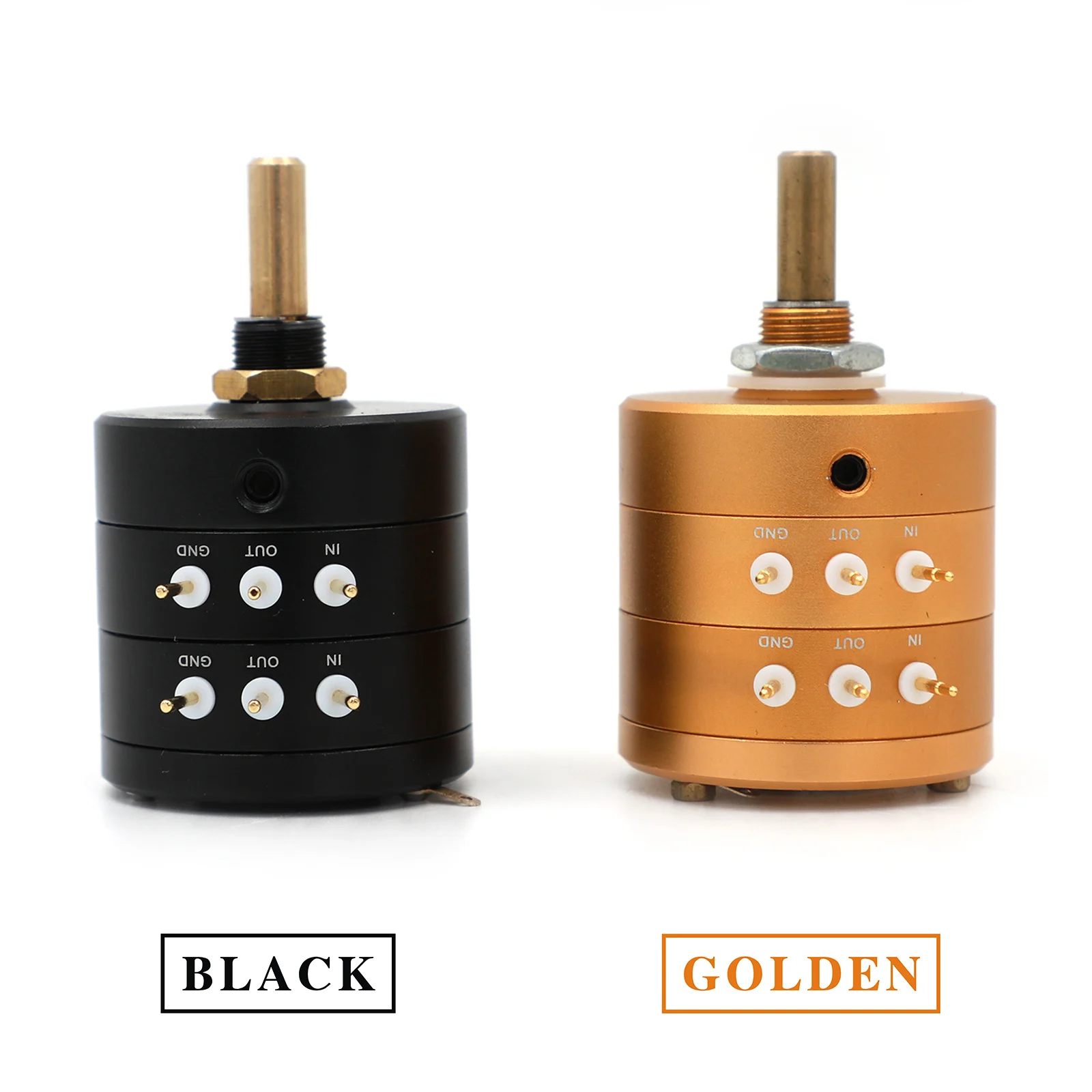 

24 Steps Dual-channel Serial Type Volume Potentiometer Hiend Copper Shaft Aluminum Alloy Housing