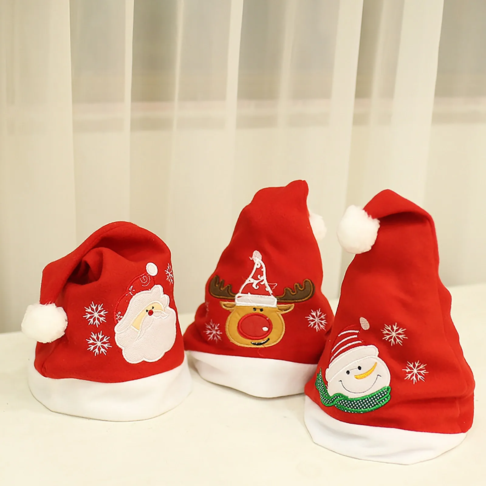 Christmas Gifts Old Man Adult Cap Machine Embroidered Snowflake Christmas Cap Tree Ornaments Navidad Xmas Decor