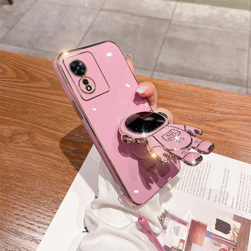 Astronautin kaulanauhakotelo OPPO A77S A57 A15S A53S A74 A78 A94 5G Reno 10 Pro 7 4G A73 A72 -puhelimelle, pinnoitettu takakansi_voghion.com