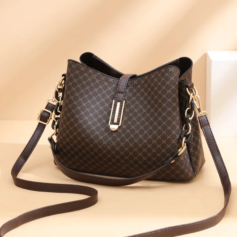 Women Shoulder Bag Pu Leather Fashion Elegant Trend Bucket Bag Ladies European American Style