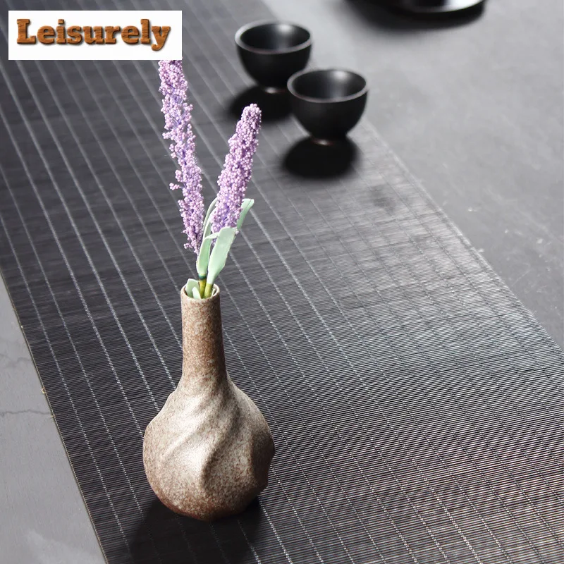 Coarse Pottery Mini Insert Flower Vase Japanese Home Decorations Plant Pot Household Flowerpot Chinese Tea Set Accessories Gift