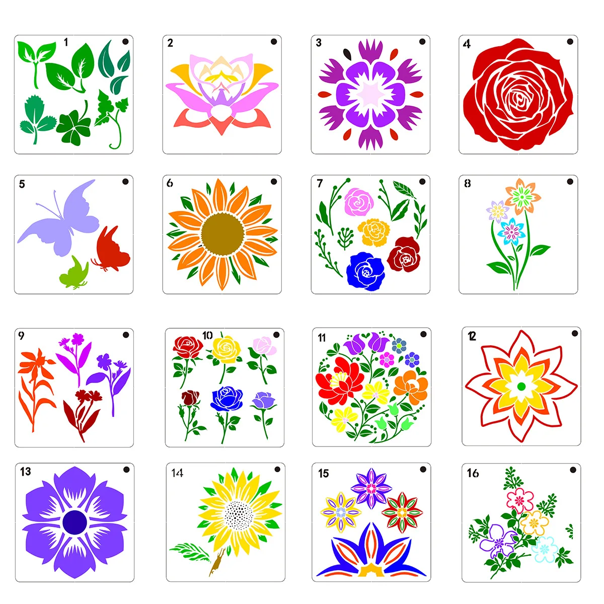 18 Pochoirs De Peinture, Pochoirs De Fleurs, Pochoirs De Fleurs Sauvages, Pour Peinture
