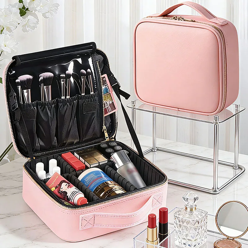 Nuova Borsa per il Trucco da Viaggio per Donne, Impermeabile, per Pennelli e Accessori di Bellezza, Custodia per Cosmetici Professionale con Ricami