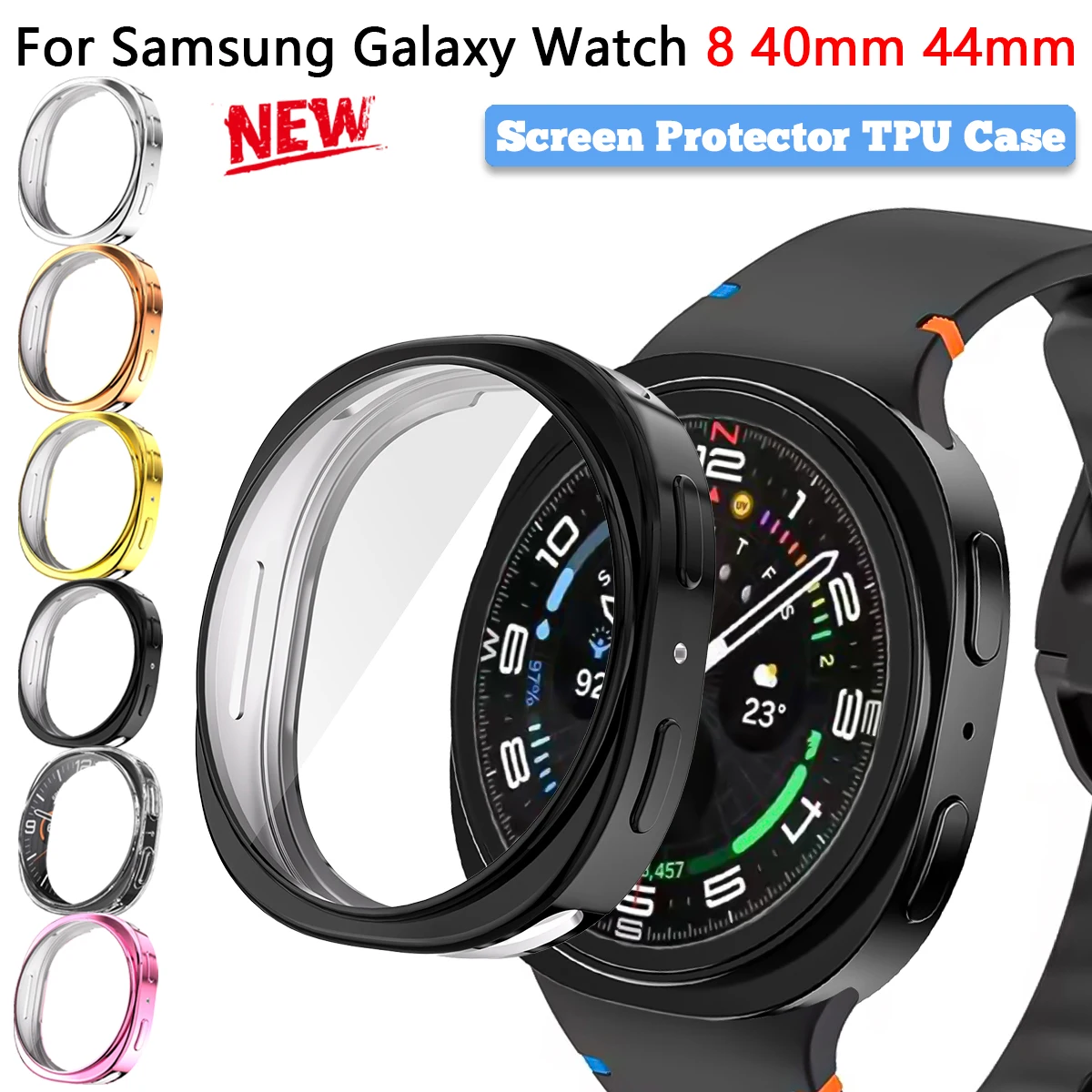 Enhanced Watch Screen Protector Case - Soft TPU All-Around Protective Bumper Cover