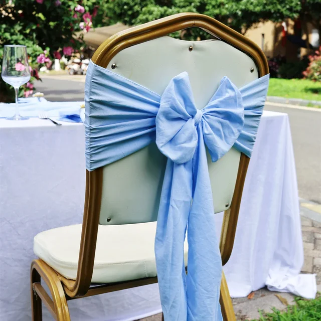1PCS Thin Polyester-Cotton Chair Sashes DIY Flower Back Ties Chair Bows Sashes Chair Covers For Wedding Reception Events Banquet
