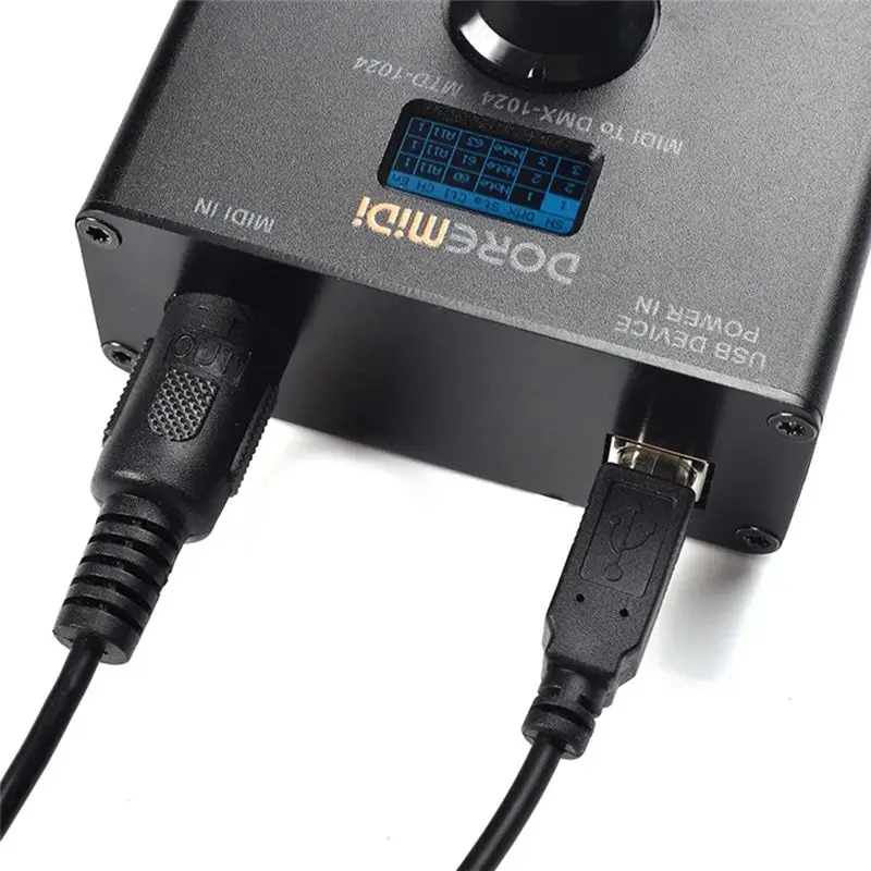Doremidi MIDI 메시지를 DMX 컨트롤러 MTD-1024로 변환하면 MIDI 신호를 DMX 무대 조명 제어로 변환합니다.