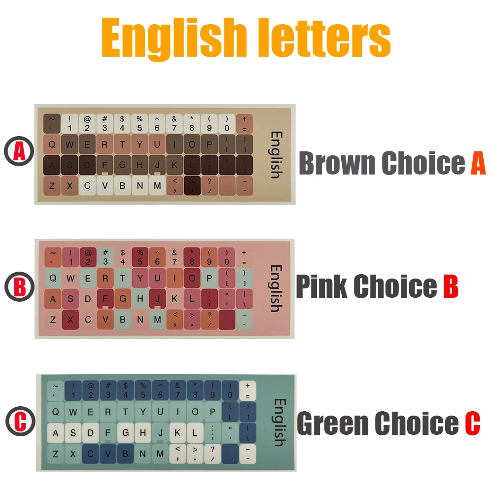 Colorful Universal Keyboard Stickers, Computer Keyboard Replacement Decals Letter Stickers Non-falling Leave No Trace