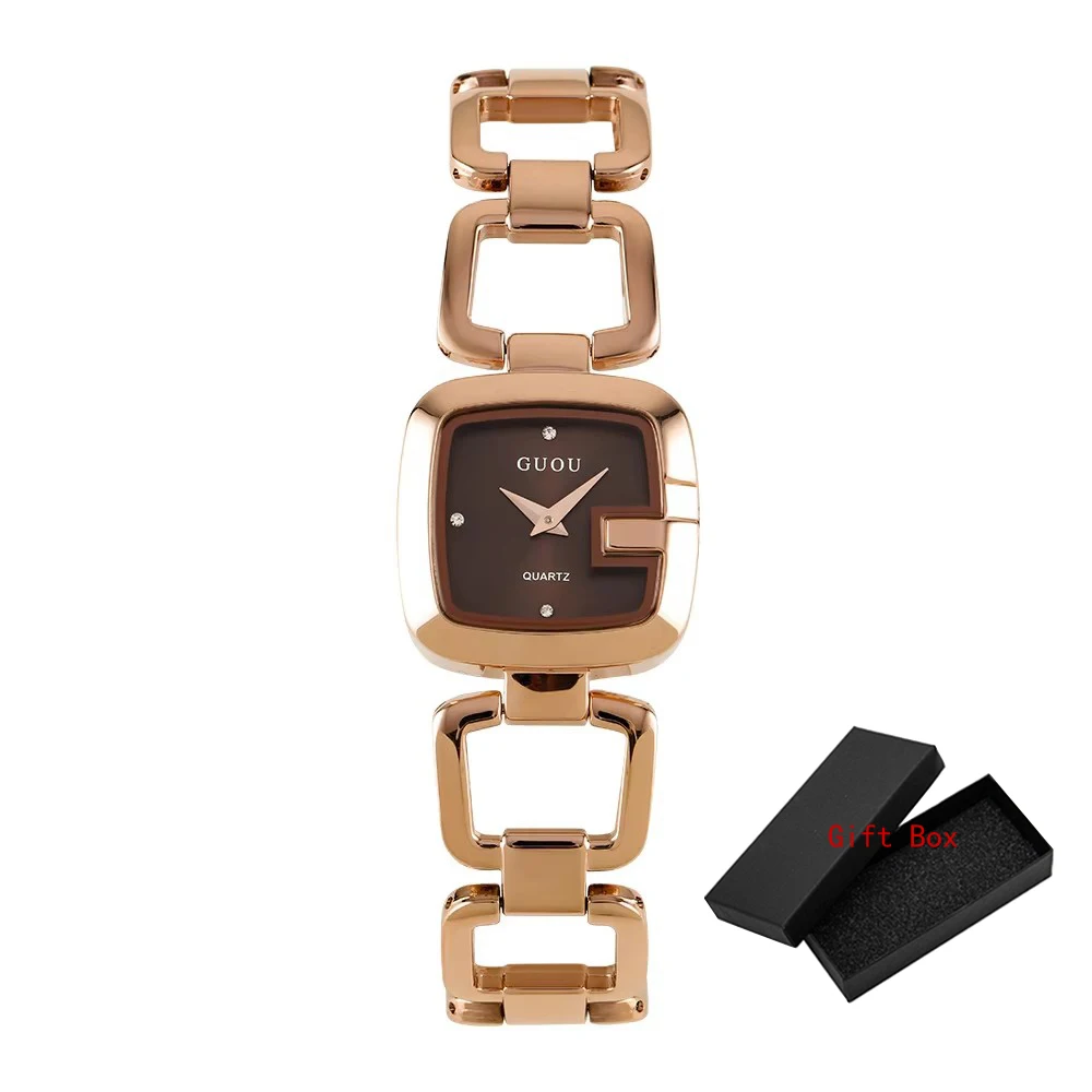 موضة 2023 Guou ساعة مربعة صغيرة مربعة سوار فولاذي...