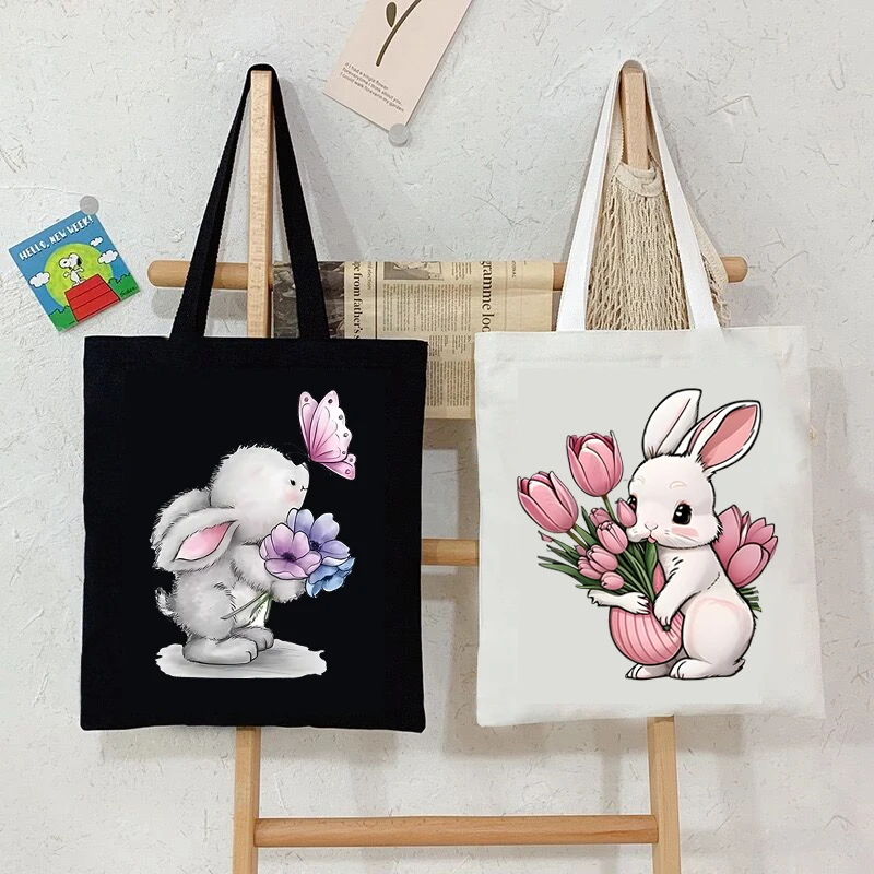 AIGO 여성용 PU 가죽 핸드백 숄더 크로스 백, 보호 소녀 슬링백, 지갑 폰 팩, 메인 팜므 볼라, 최신제품. 10 여성용 귀여운 토끼 꽃 토트백, 대용량 캔버스 만화 쇼핑백, Y2K 미학 십대 재사용 가능 핸드백, 신제품