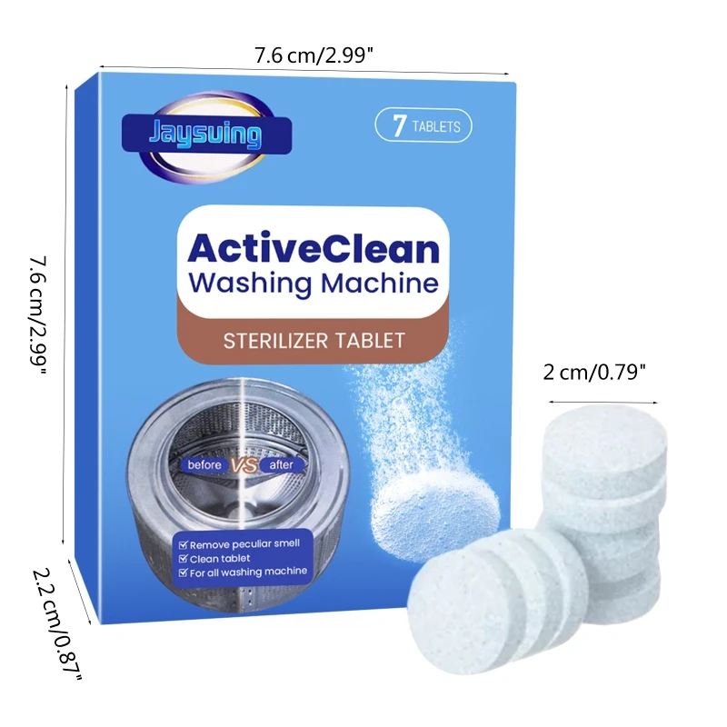 7pcs Laundry Machine Cleaner Tablets Efficient Stain Removal and Odor Remove Deep Cleaning