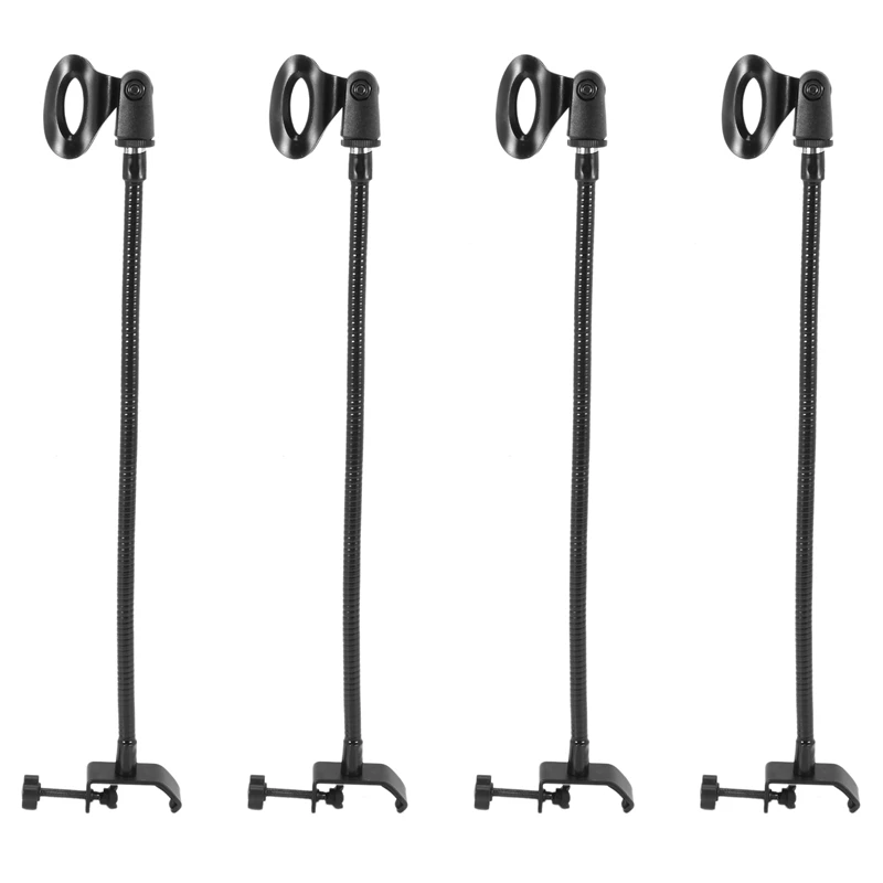 4x Flexible Gooseneck Microphone Stand With Desk Clamp For Radio