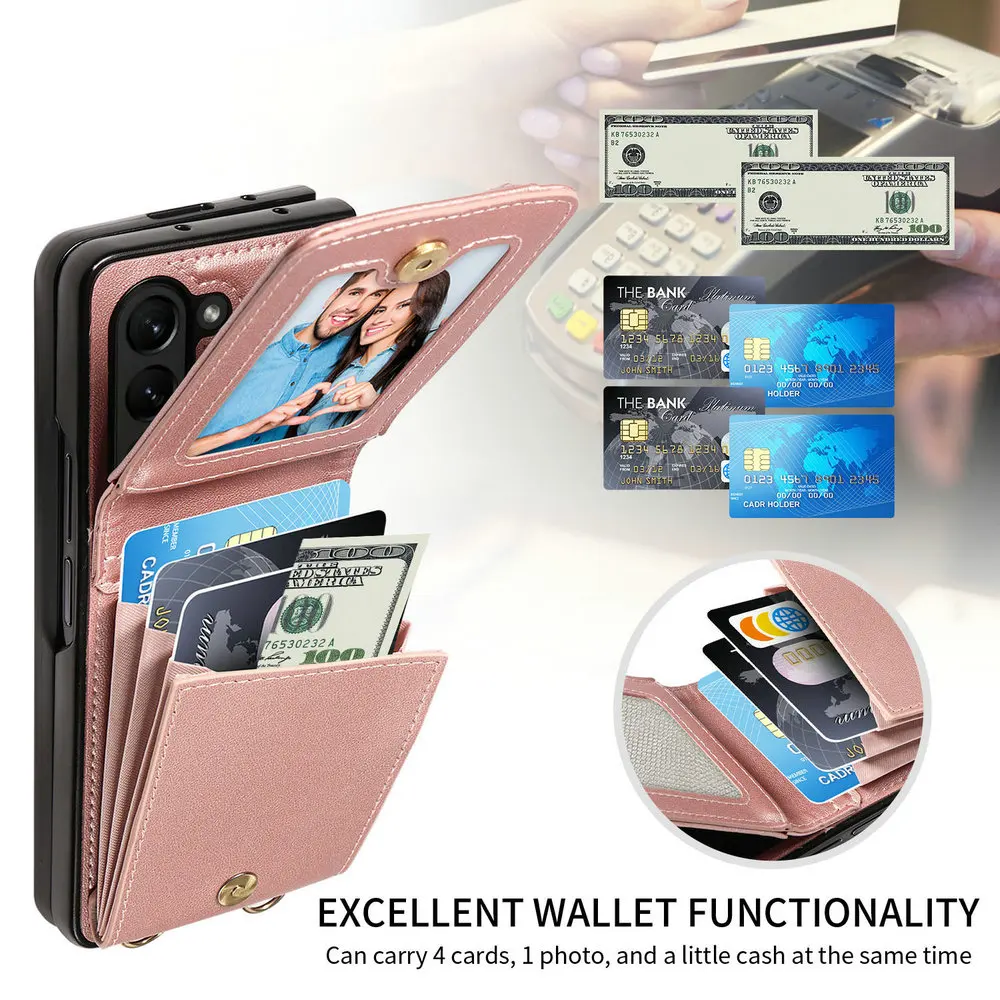 ZFold 5 2023 Zipper Wallet Card Coque for Samsung Z Fold5 Back Case RFID Funda Samsung Galaxy Z Fold 5 Leather Crossbody Cover