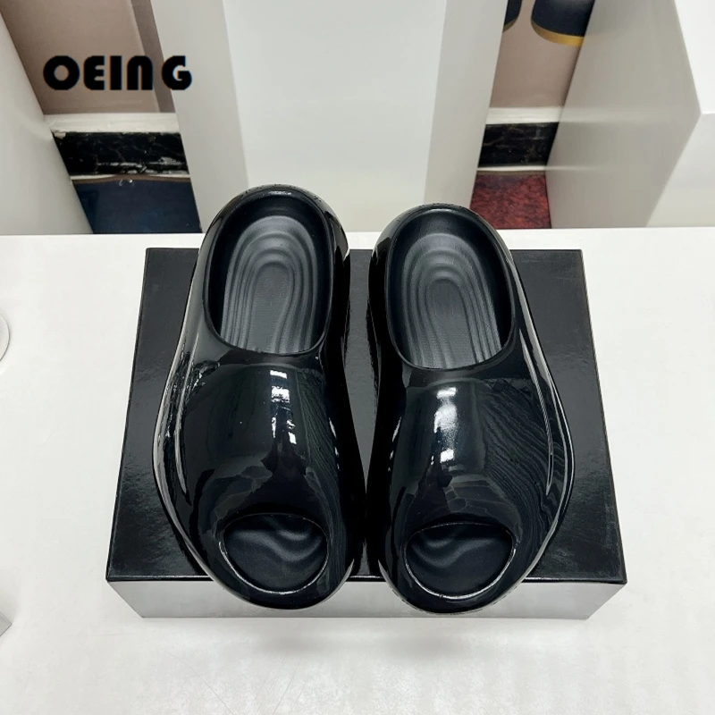 

Women Men's Chunky-sole Flip Flops Round Toe Platform Mules Unisex Casual Beach Slippers 2023 Slip-on EVA Upper Flats Big 45