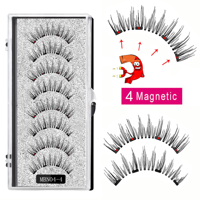 4 Magnet Magnetic Eyelashes Natural Long 3D Mink Lashes Magnetic False Eyelashes Extension with Faux Cils Magnetique 2022 New