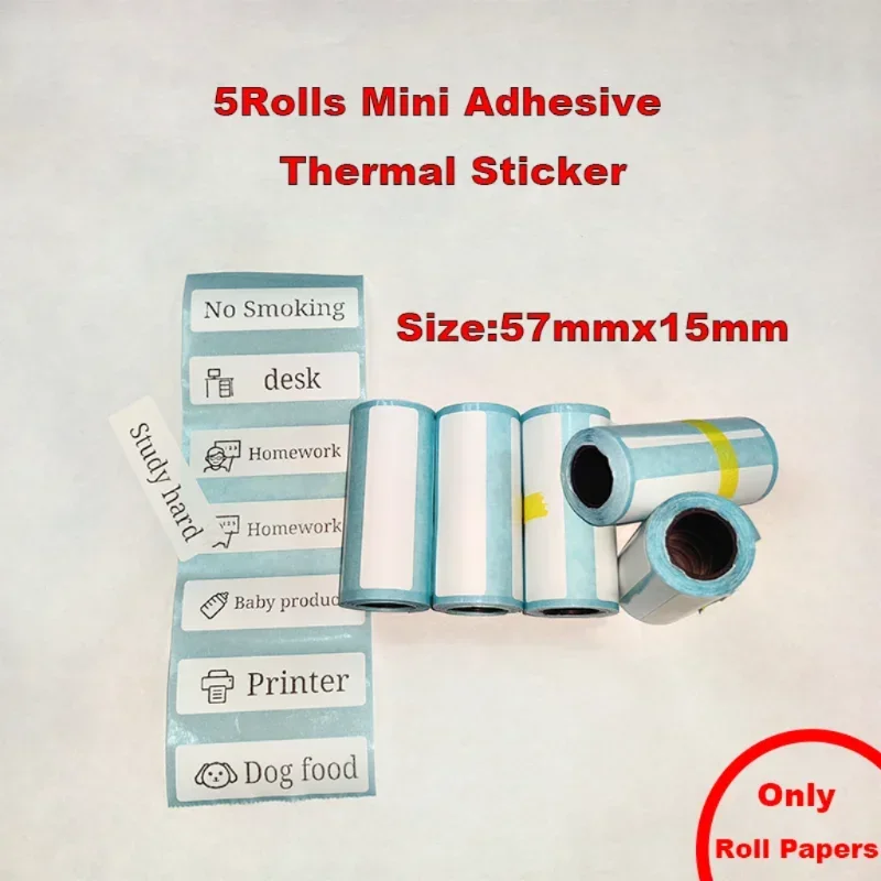 57MM Rolls Thermal Paper Self-adhesive Printing Label Papers Sticker For Pocket Thermal Mini Printer Kids Camera Photo Print