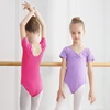 Girls Basic Ballet Leotard Cotton Dance Bodysuit Short Sleeve Gymnastic Leotards for Toddler Ballerina Outfits Kids Dance Wear 2