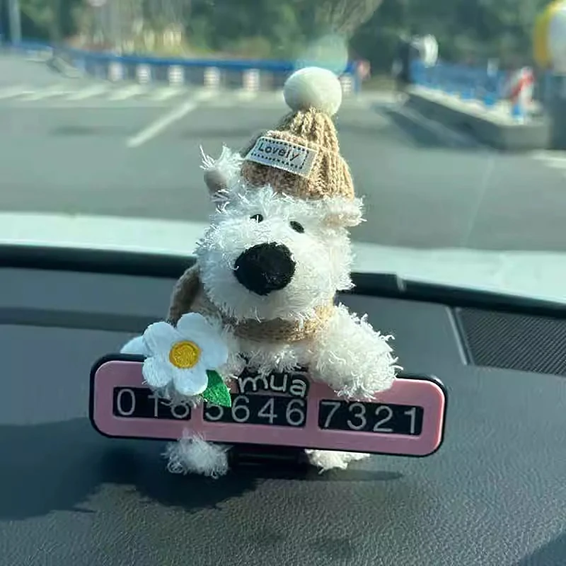 강아지 봉제 인형 클러치 장식, 자동차 와이퍼 방향 지시등 스위치 장식, 귀여운 강아지 자동차 와이퍼 인형, 자동차 인테리어 액세서리