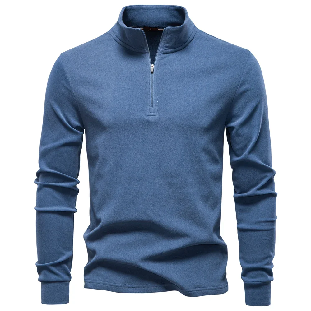 AIOPESON New Men Solid Color Zipper Soft Shell Sweatshirt Long Sleeve Breathable Warm Pullover Casual Streetwear Jacket