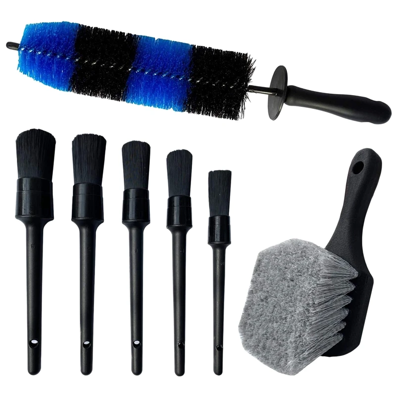 

7Pcs Wheel & Tire Brush Car Detailing Kit Wash Detail Brush For Cleans Dirty Tires & Releases Dirt And Road Grime
