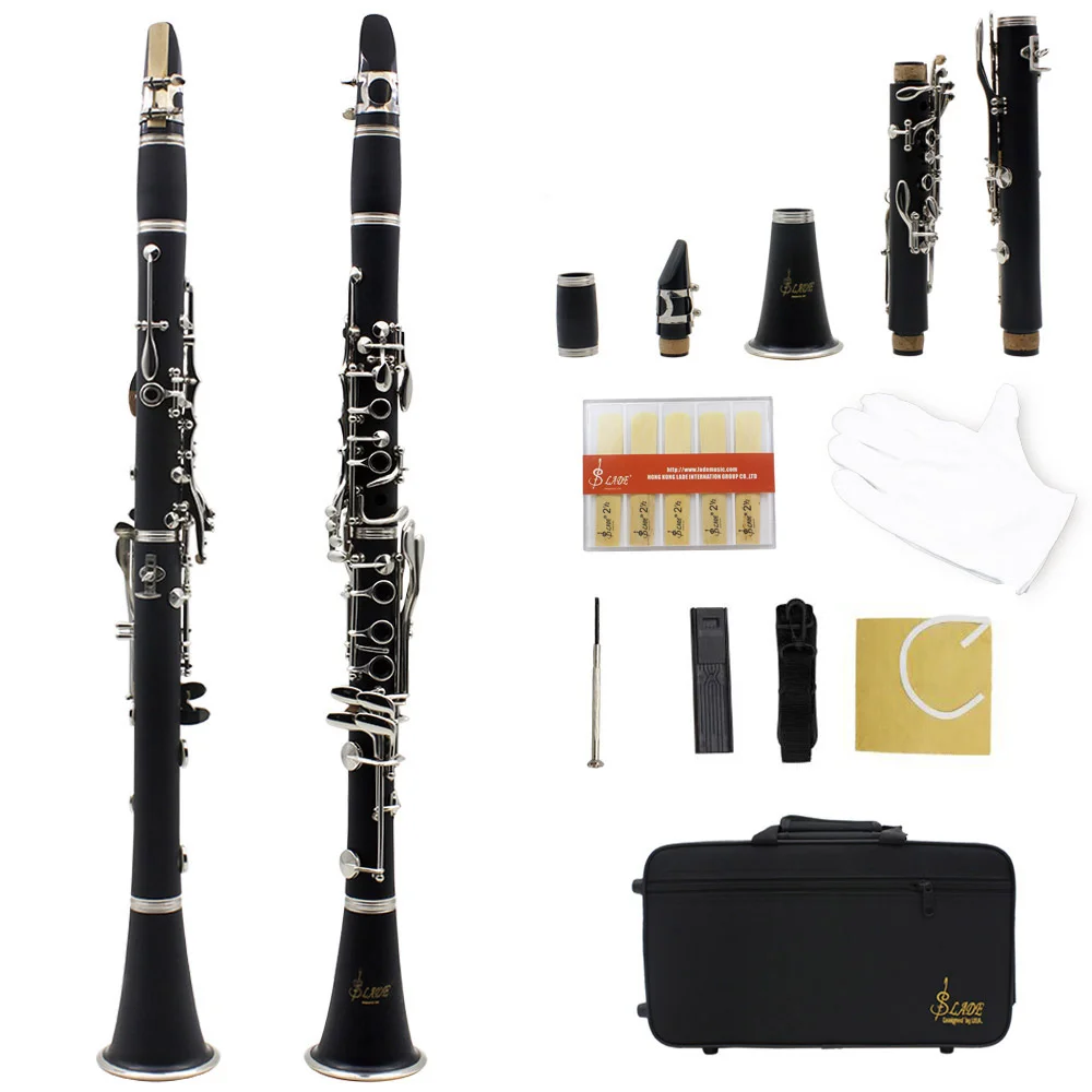 SLADE Bb 17 Keys Clarinet Professional Clarinet Student Beginner with Case Cleaning Cloth Screwdriver Reeds Accessories
