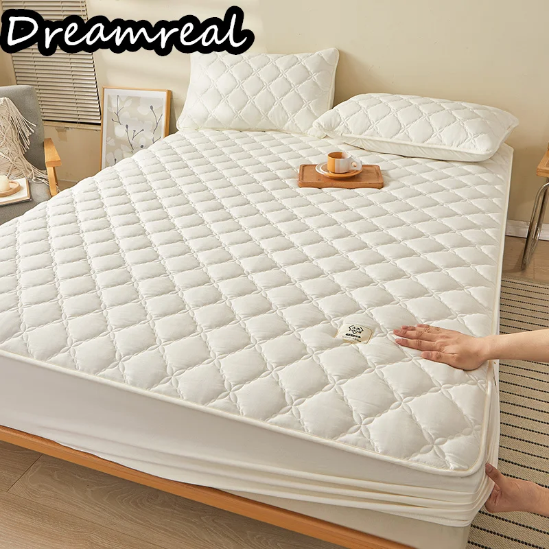 

Dreamreal Pure Cotton Mattress Pad Quilted Fitted Mattress Protector Thick Mattress Topper Elastic Bed Sheet Mat Queen King Size