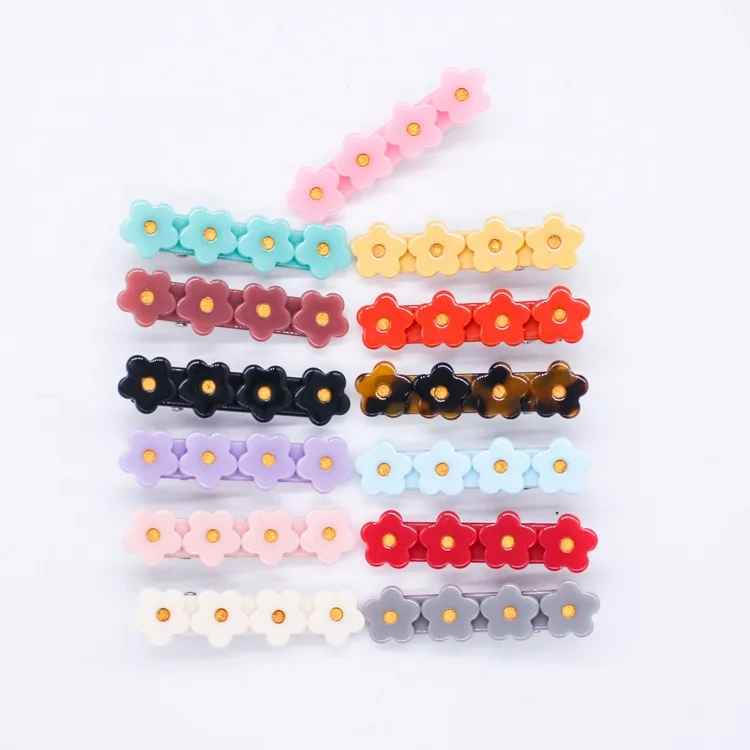 Cute Little Girls Hair Accessories For Children Acrylic Flower Hair Clips  For Women