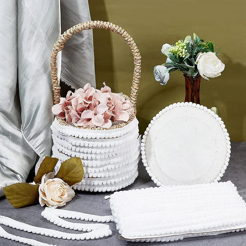 Lace ribbon lace garment accessories lace sewing supplies lace accessories lace sewing accessories pom pom trim Wool ball lace Fringe Trim 5mm PomPoms Trim Ball Fringe 5/10 Yards