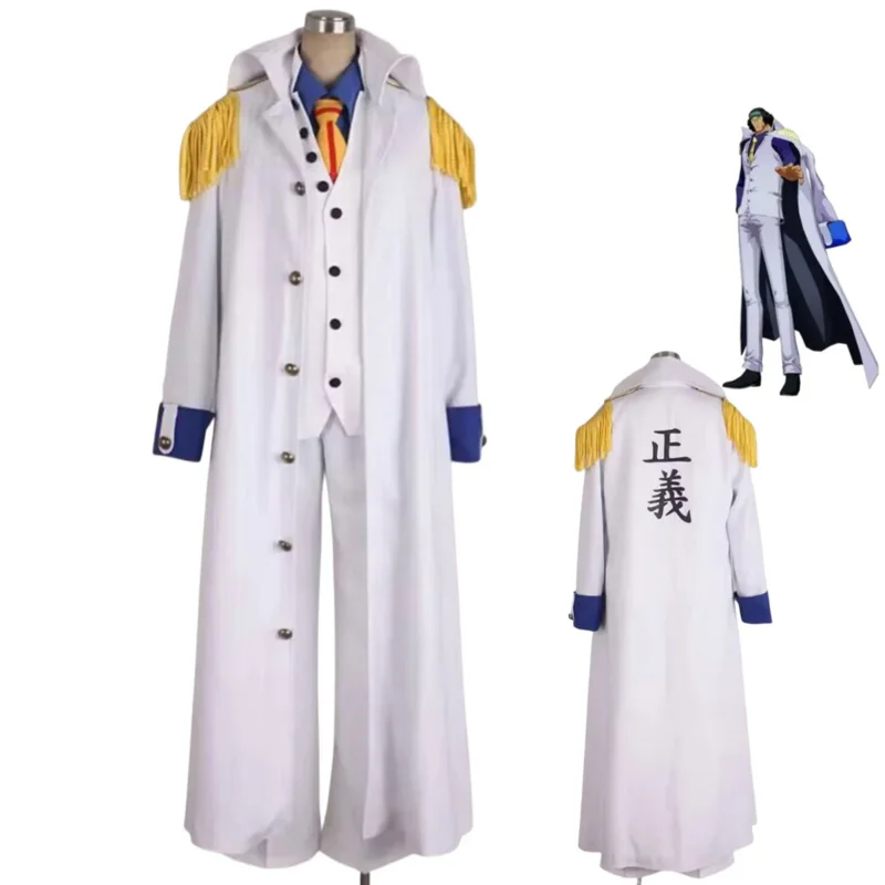 

Anime Admiral Aokiji Kuzan Cosplay Costume Marine Military Uniform Long Cloak Adult Man Woman Halloween Masquerade Ball Suit