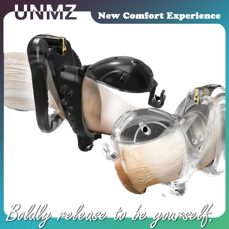 UNZM Men's Abstinence Chastity Bondage Porn Toys Penis Lock Hollow Split Flap Cap Lock Locking Removable Cock Ring