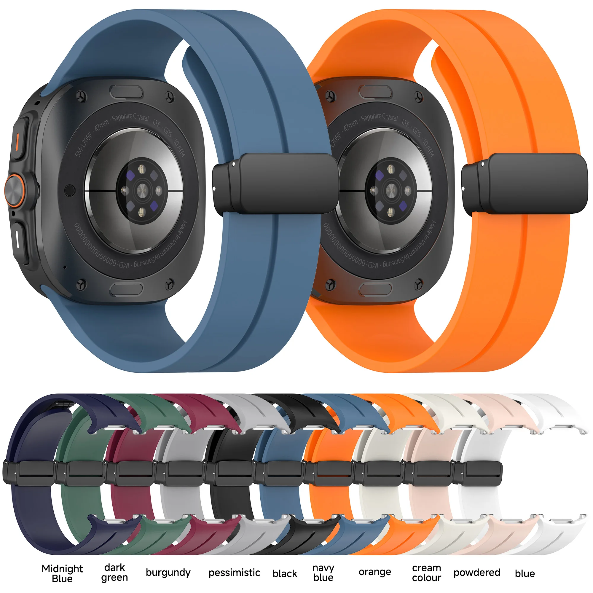Magnetic Silicone Buckle Strap for Smartwatch 47mm - No-Gap Design Bracelet