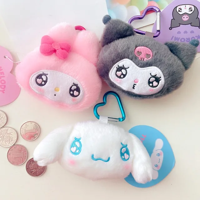 Cartoon Anime Sanrios My Melody Kuromi Cinnamoroll Plush Coin Purse Key Case Soft Stuffed Plush Toy Cute Keychain Bag Pendant 2