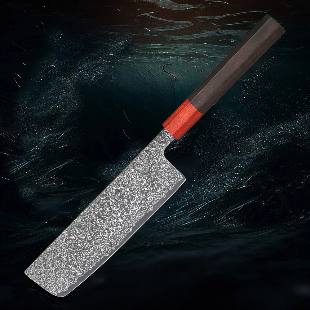

Японский кухонный нож Nakiri VG10 из дамасской стали, нож мясника, мясника, ножи для овощей, резак, инструмент с восьмиугольной ручкой