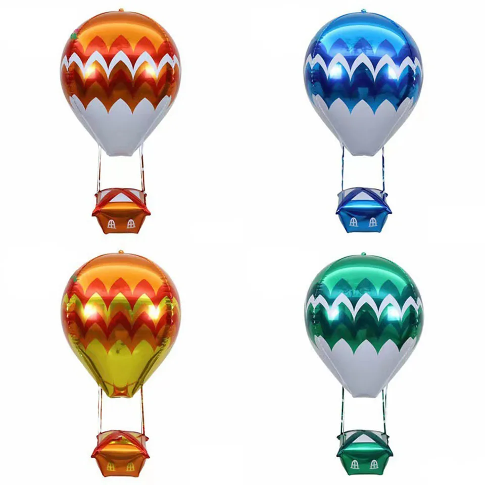 Alipis 4 Palloncini A Forma Di Mongolfiera In Alluminio 4D - 89 Cm - Per Compleanni, Matrimoni, Baby Shower - Colori Assortiti - 4