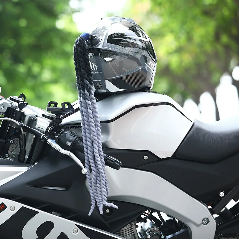 Cuernos Coche Decoraciu00f3n De Casco De Motocicleta, Trenzas De