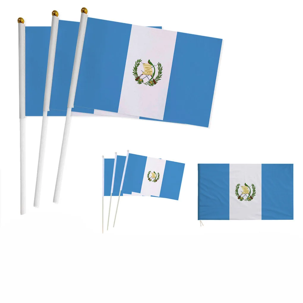 Z-One Bandiera 100 Pz Bandiera Della Mano Del Guatemala 14*21Cm Bandiera Nazionale Del Guatemala Tenuto In Mano Sventolante Piccola Bandiera Indoor Ou