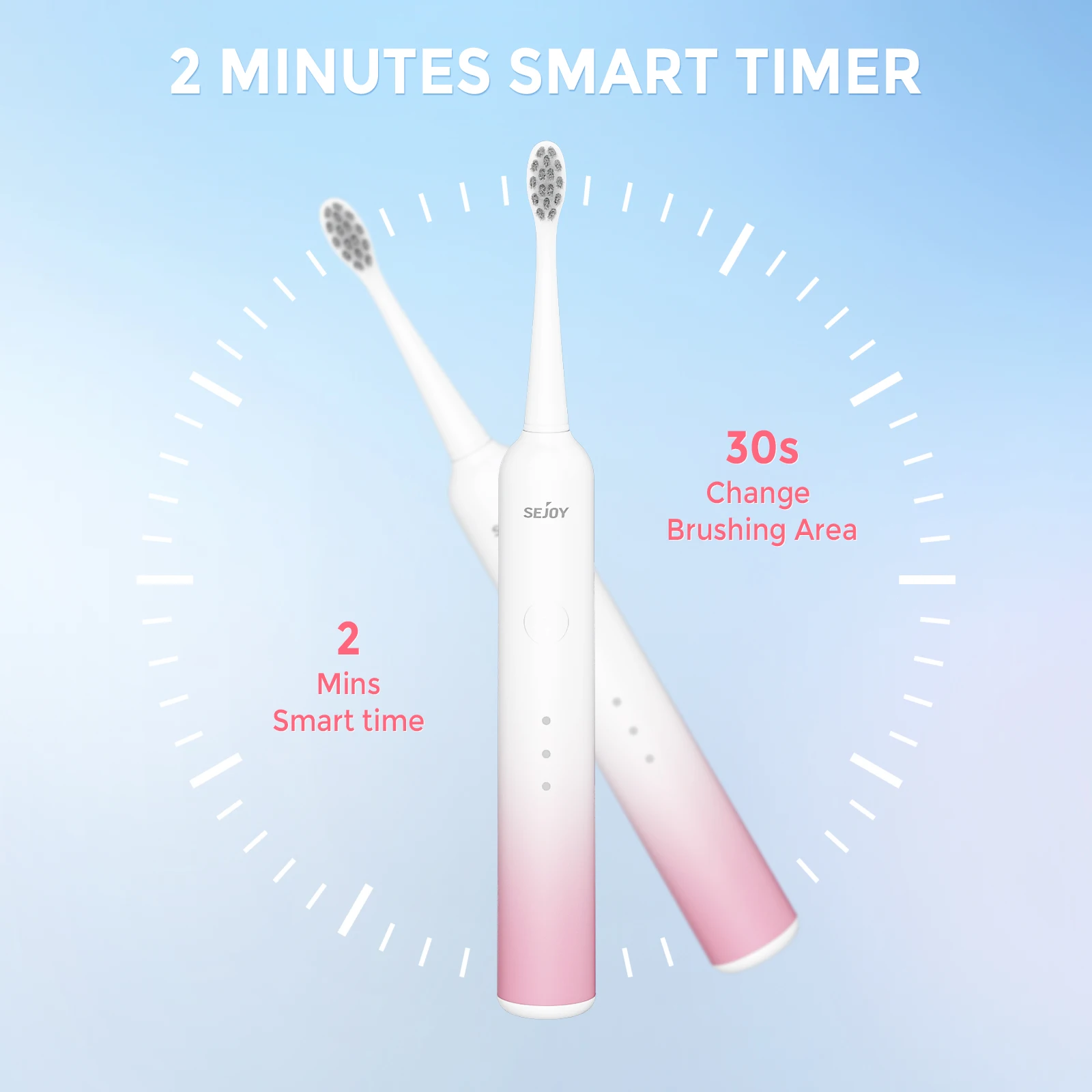 SEJOY Fade Color Oral Cleaning Personal Sonic Electric Toothbrush Care Appliances IPX7 6 Modes Smart Rechargeable Automatic 5